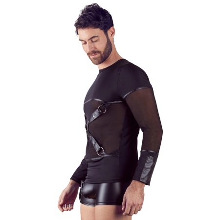 NEK Men's Matte Long Sleeve Shirt with Removable Chest Harness M