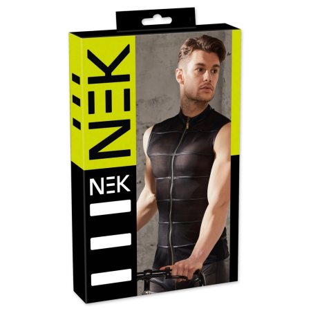 NEK Men's Sleeveless Powernet Shirt XL Matte Stripes Black