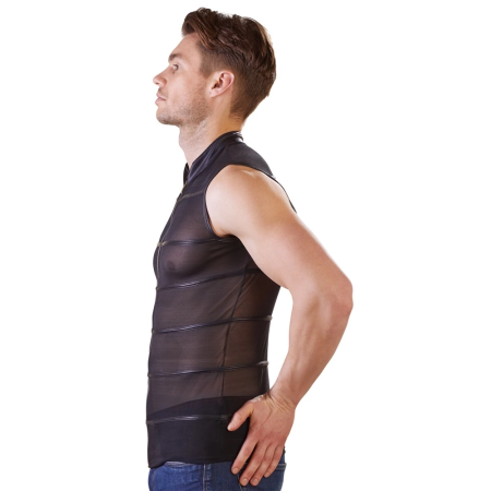 NEK Men's Sleeveless Powernet Shirt XL Matte Stripes Black