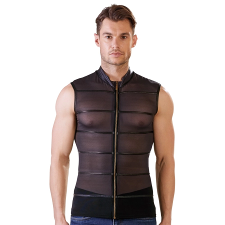 NEK Powernet Black Sleeveless Shirt S with Matte Stripes & Zipper