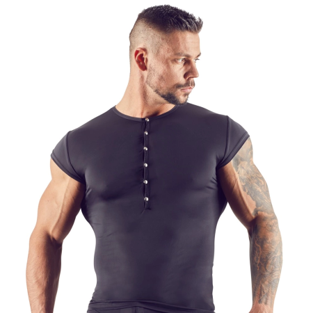 NEK Men’s Shirt Black S - Microfibre, Short Sleeve, Silver Details