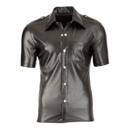 Cottelli Collection Men's Shirt XL Black Faux Leather Fitted