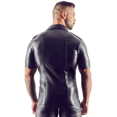 Cottelli Collection Imitation Leather Shirt S Black Fitted Design