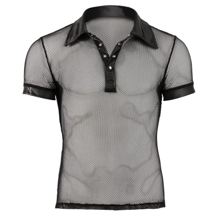 NEK Polo Shirt 2XL Black Mesh & Wet Look, Modern Design