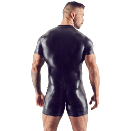 NEK Matte Look Men's Playsuit L with 3-Part Zipper, Black