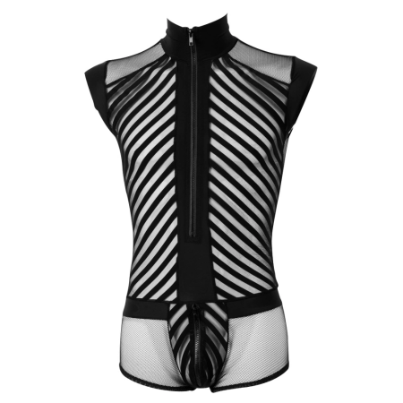 NEK Men’s Playsuit L Net Design with Front Zipper Black