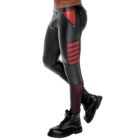 NEK Men's Pants Black/Red S Matte Finish Mesh Detail