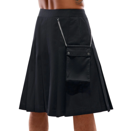 Svenjoyment Kilt Black XL - Classic Pleated Skirt with Detachable Pocket