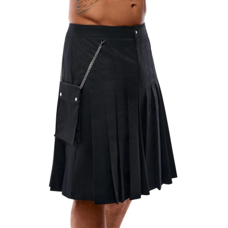 Svenjoyment Men's Black Kilt with Detachable Pocket, Size S