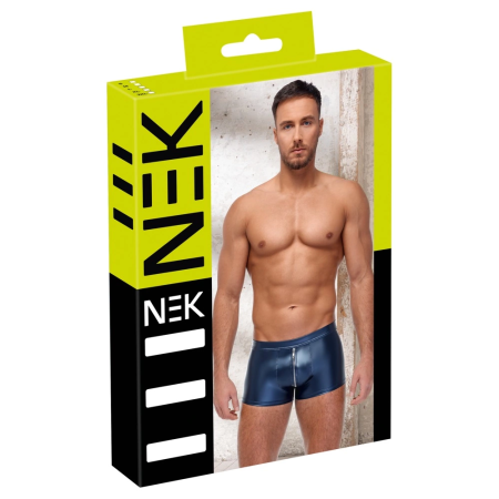NEK Men's Boxer Briefs Blue Metallic Matte S Zip Front Comfort Fit