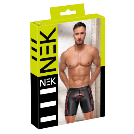 NEK Men's Fitted Shorts Black/Red 2XL with Mesh Panels and Pocket