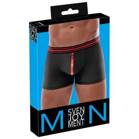 Svenjoyment Boxer Briefs Black/Red M - Matte Look, Zipper Detail
