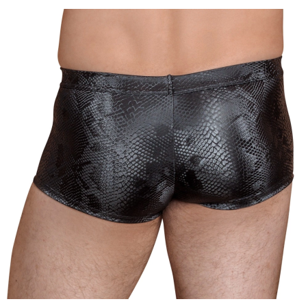 NEK Pants S Shiny Matt Snakeskin Pattern Stretchy Black