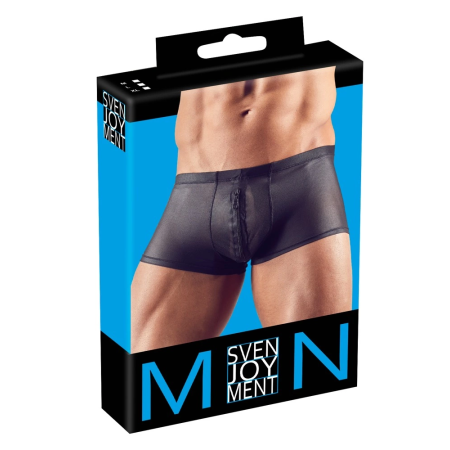 NEK Men’s Sheer Stretch Pants M Black Semi-Transparent Zip Detail