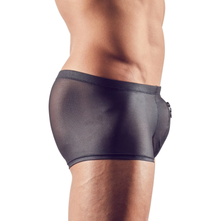 NEK Men’s Sheer Stretch Pants M Black Semi-Transparent Zip Detail