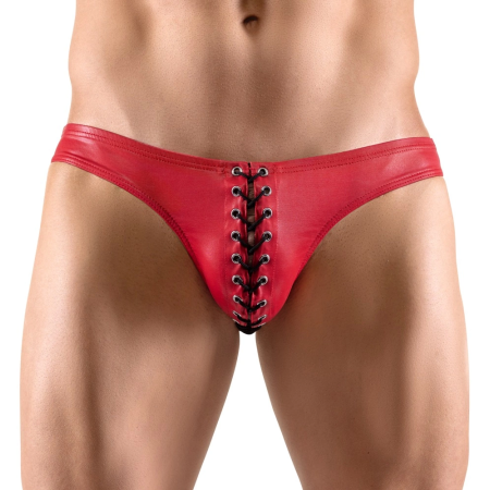 Svenjoyment Men's Briefs S Red Glossy Finish with Black Lacing