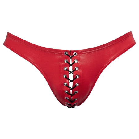 Svenjoyment Men's Briefs S Red Glossy Finish with Black Lacing