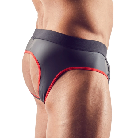 NEK Men's Jock M Neoprene-Look Shiny Matte Intimate Briefs Black