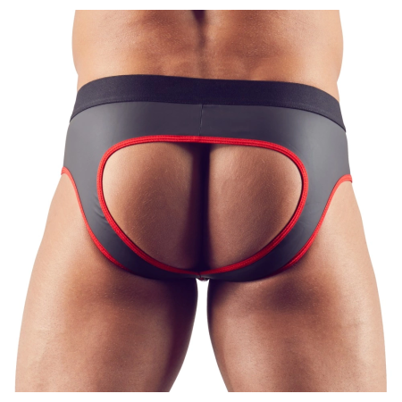 NEK Men's Jock S Neoprene Look, Shiny Matte Black, Zipped Front