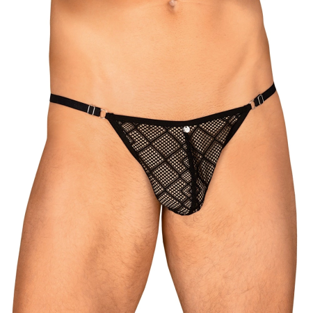 Obsessive Severio Thong S-L Black Mesh Adjustable Waistband