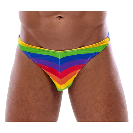 Svenjoyment Thong Rainbow Stripes M - Vibrant Stretch Fabric