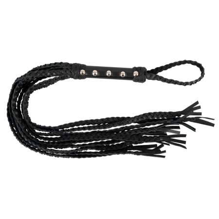 You2Toys Leather Flogger Cat-O-Nine, Braided Leather, 70cm, Black