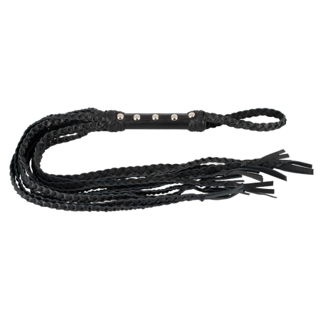 You2Toys Leather Flogger Cat-O-Nine, Braided Leather, 70cm, Black