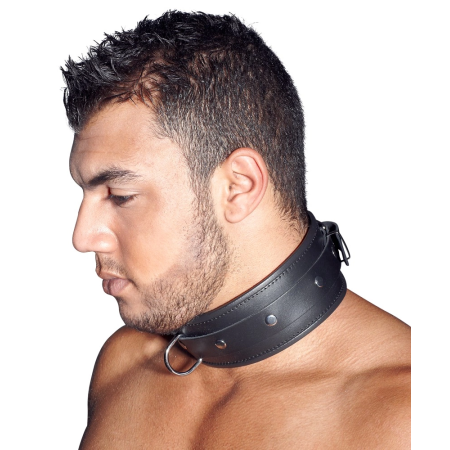 ZADO Leather Collar L/XL - Adjustable Black Split Leather, 42-62 cm