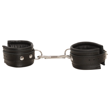 ZADO Leather Handcuffs Black - Adjustable, Softly Padded, Premium Leather