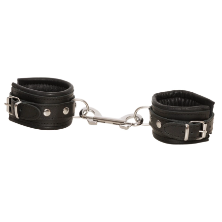 ZADO Leather Handcuffs Black - Adjustable, Softly Padded, Premium Leather