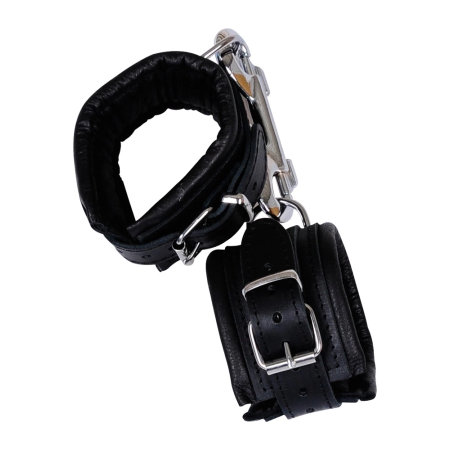 ZADO Leather Handcuffs Black - Adjustable, Softly Padded, Premium Leather