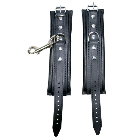 ZADO Leather Handcuffs Black - Adjustable, Softly Padded, Premium Leather