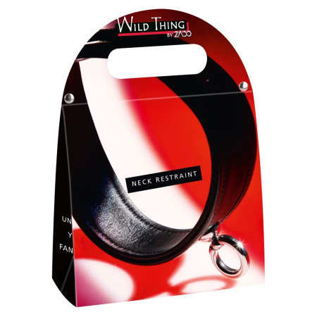 ZADO Leather Adjustable Collar S-L, Black, 32-50 cm, Metal Ring