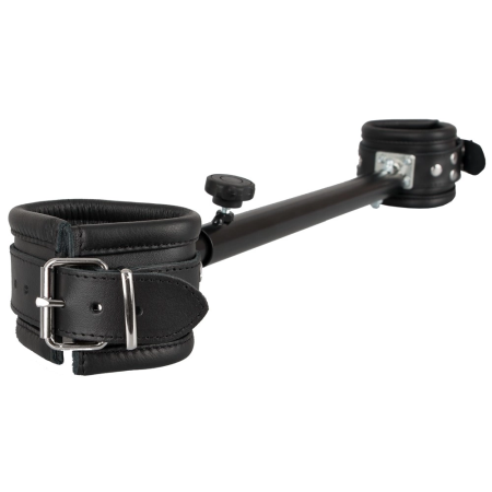 ZADO Adjustable Leather Ankle Restraint Bar 35-60cm Black Metal System