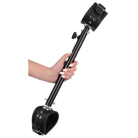 ZADO Adjustable Leather Ankle Restraint Bar 35-60cm Black Metal System