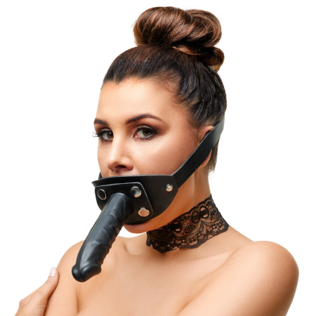 ZADO Intimate Silicone System Adjustable Leather Head Strap Black
