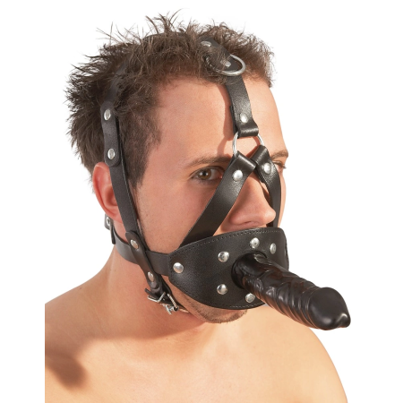 LeatherHead Adjustable Head Harness with Latex Attachment Black/Red 13cm