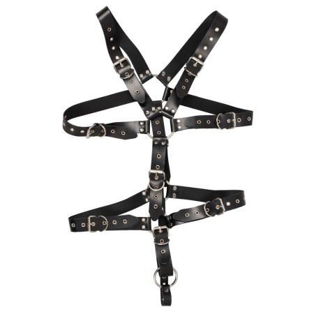ZADO Leather Harness S-L Adjustable Buffalo Leather Black