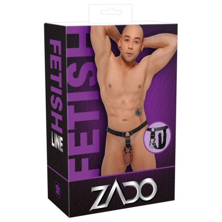 ZADO Leather Harness L/XL with Adjustable Rings and Latex Insert