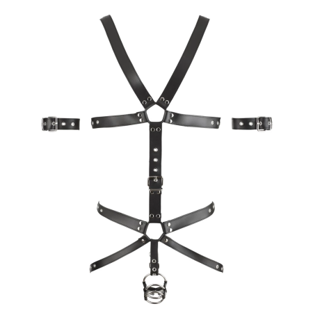 ZADO Leather Harness L/XL - Adjustable Split Leather with Metal Rings