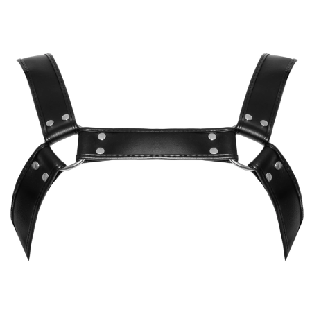 ZADO Leather Chest Harness Adjustable Cowhide Black Unpadded