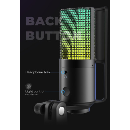 FIFINE T669 PRO3 RGB Juodas Mikrofono Komplektas