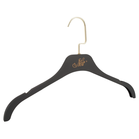 NOIR Handmade Velvet Clothes Hangers Gold Hook 43cm Set of 5 Black
