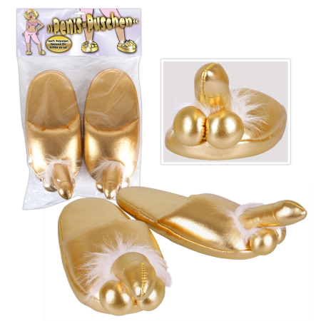 You2Toys Gold Plush Novelty Slippers Standard Size 37-43