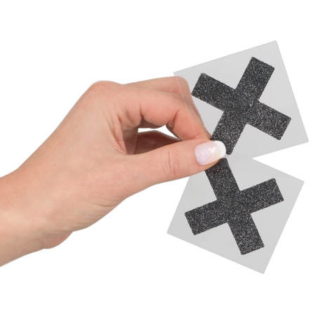 You2Toys Decorative Black Cross Adhesive Nipple Covers 5.9cm