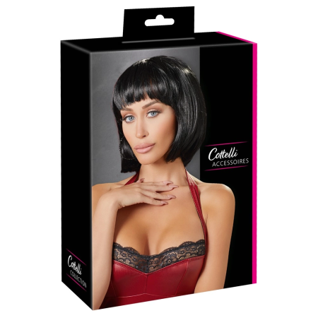 Cottelli Collection Black Chin-Length Bob Wig Adjustable 28cm