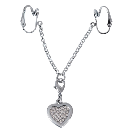 You2Toys Heart-Shaped Silver Chain with Decorative Rhinestones 12.7cm
