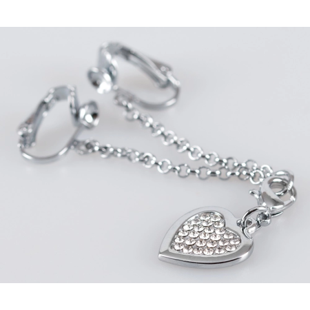 You2Toys Heart-Shaped Silver Chain with Decorative Rhinestones 12.7cm