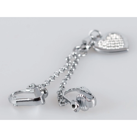 You2Toys Heart-Shaped Silver Chain with Decorative Rhinestones 12.7cm