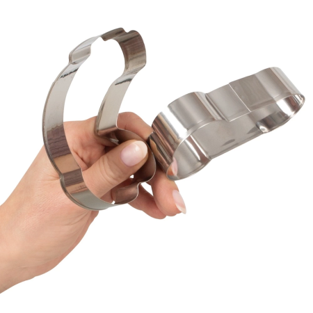 Erotic Bakery Metal Cookie Cutters Set 2pcs 10cm Unique Shape Silver